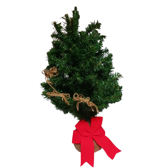 Vintage Tabletop Christmas Tree 🎄 24" Rustic Burlap Base Farmhouse Decor - Picture 8 of 10